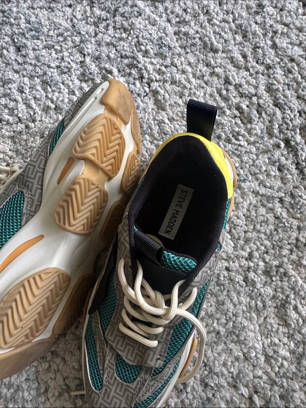 Steve Madden Gray Teal Athletic Sneakers with Cream Laces